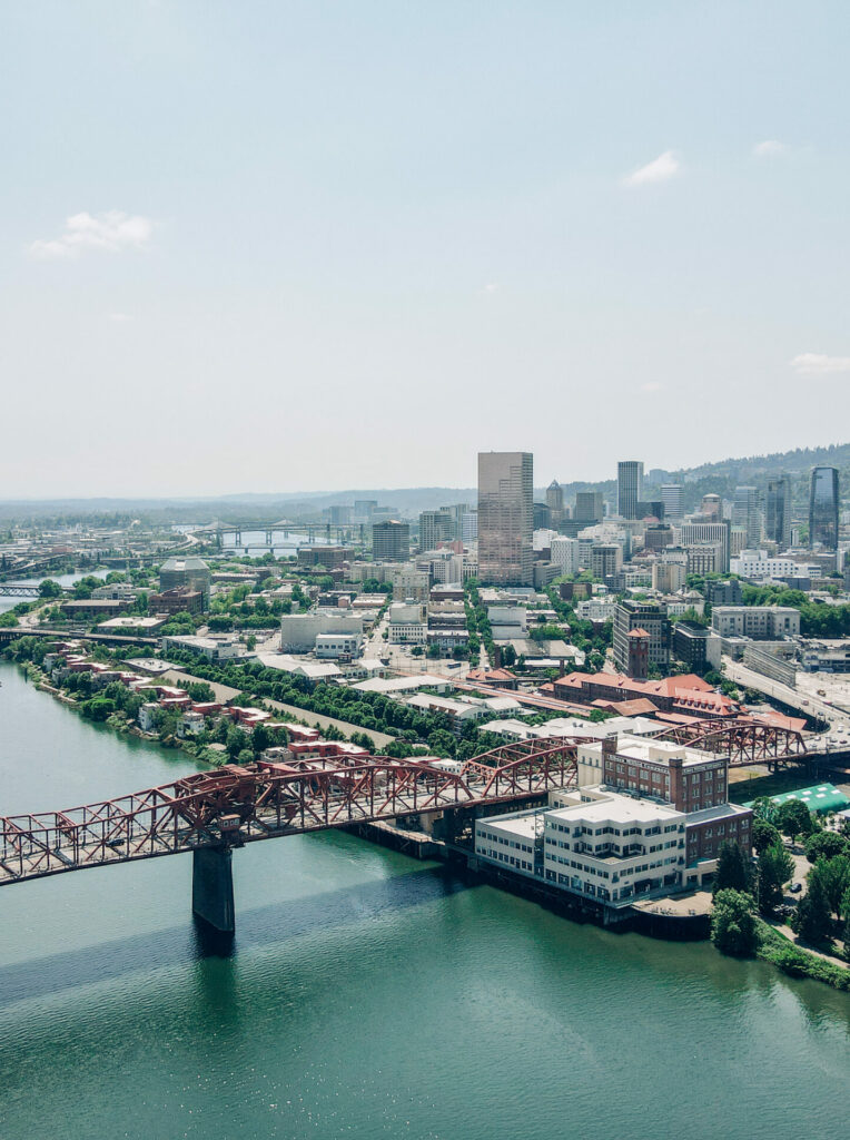 An aerial photo of Portland, Oregon